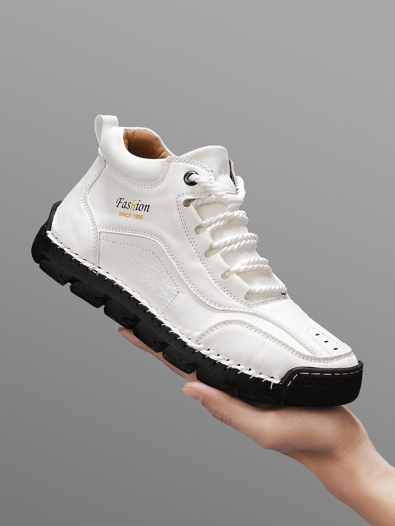 Men Shoes Type - Men's Handmade Mid-Top Casual Shoes, Simple