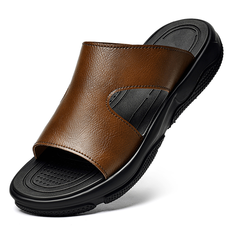 Men's Leather Slide Sandals No - Men'S Shoes Hey Dude ulasan dan harga