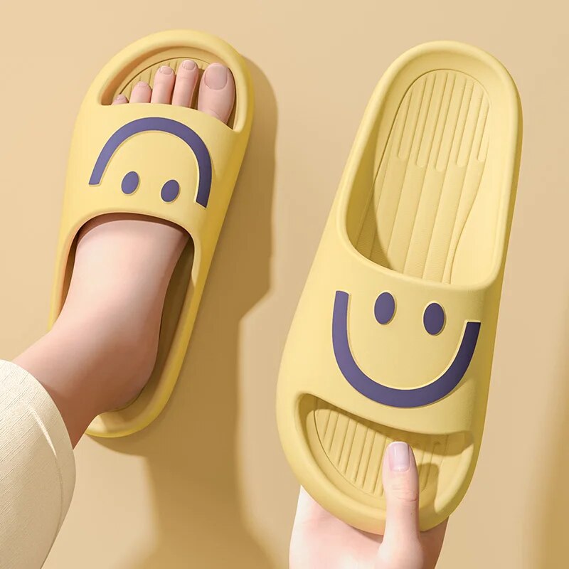 Smiley Face Cloud Slippers Wom - Men'S Shoes With Platform ulasan dan harga