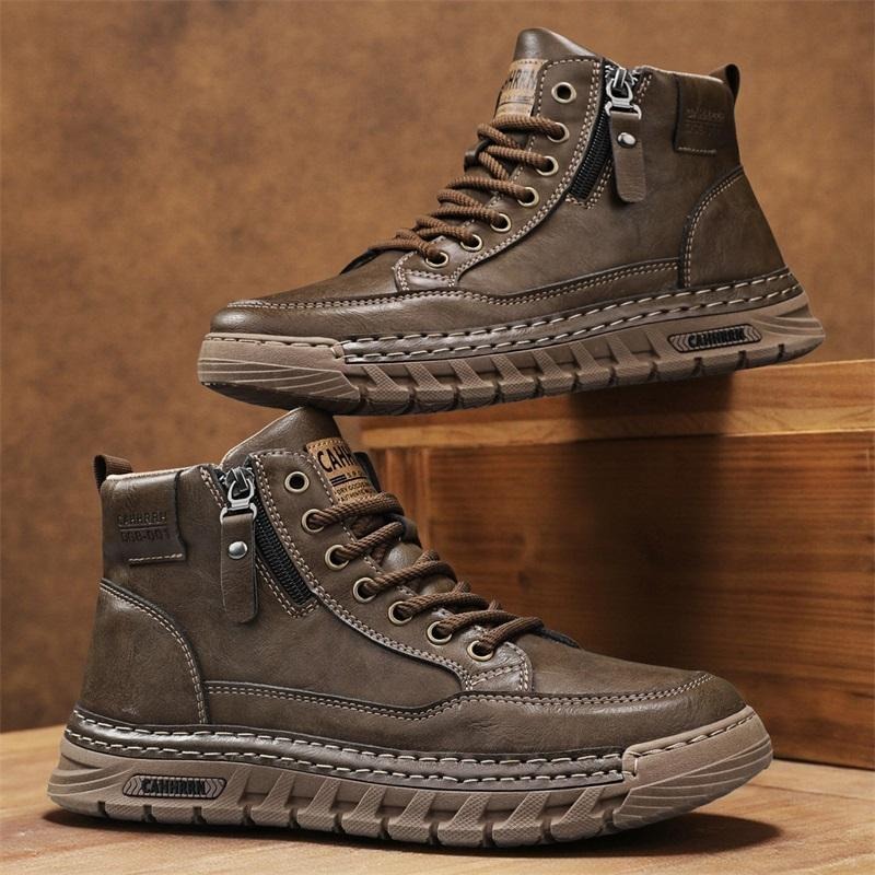 Men Leather High Top Ankle Boo - Men Shoes Type ulasan dan harga