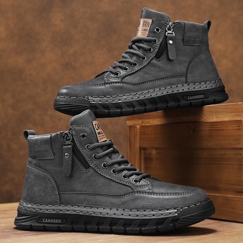 Men Leather High Top Ankle Boo - Men Shoes Type ulasan dan harga