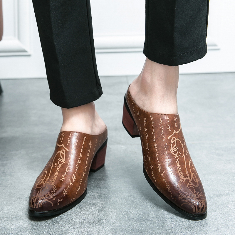 Men Brown Leather Mules Slippe - Shoes Heels Men ulasan dan harga
