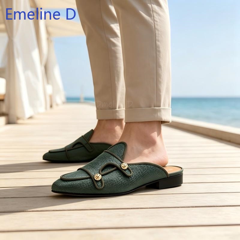 Woven Textile Backless Loafer  - Shoes Heels Men ulasan dan harga